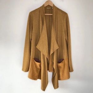 LOGO Lounge French Terry Faux Suede Hem Cardigan